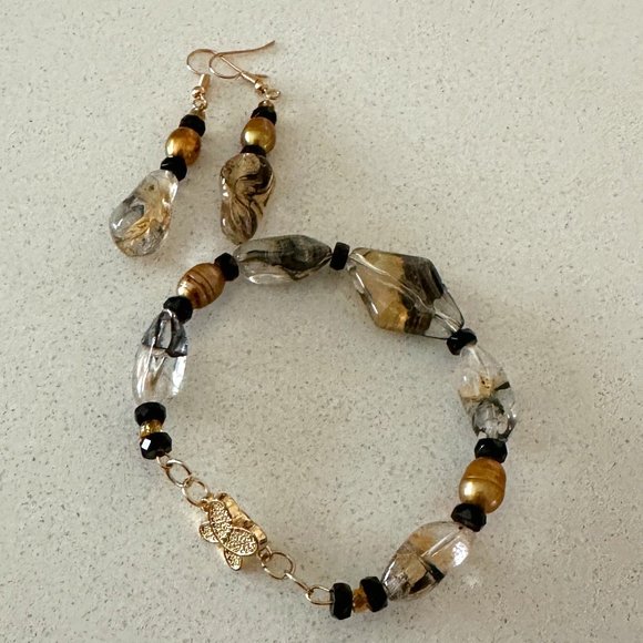 Bracelet and Earring Set Organic Lampwork NWOT - Picture 1 of 4